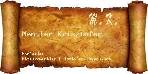 Mentler Krisztofer névjegykártya